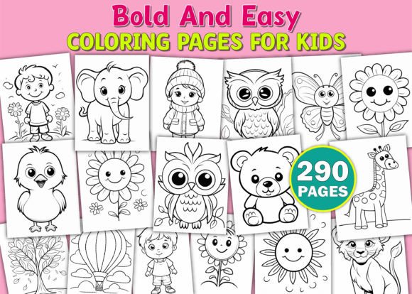 290 Bold and Easy Coloring Pages - HeyCrafters Digital Download