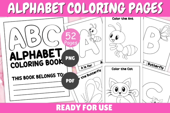ABC Alphabet Coloring Pages - HeyCrafters Digital Download