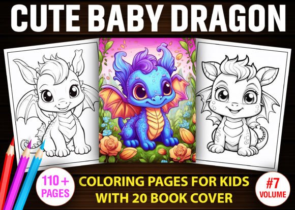 Cute Baby Dragon Coloring Pages - HeyCrafters Digital Download