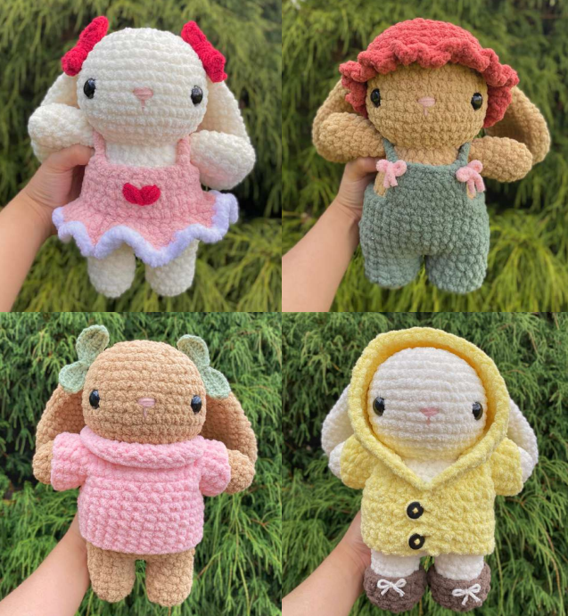 9 in 1 Cute Bunny Plushie – Crochet Amigurumi Patterns