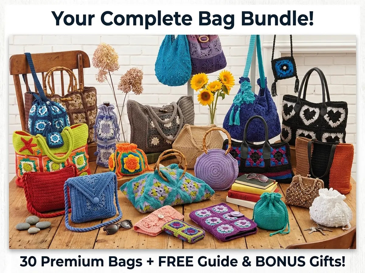 30 Premium Bags Crochet Patterns Bundle: Step-by-Step PDF Guide