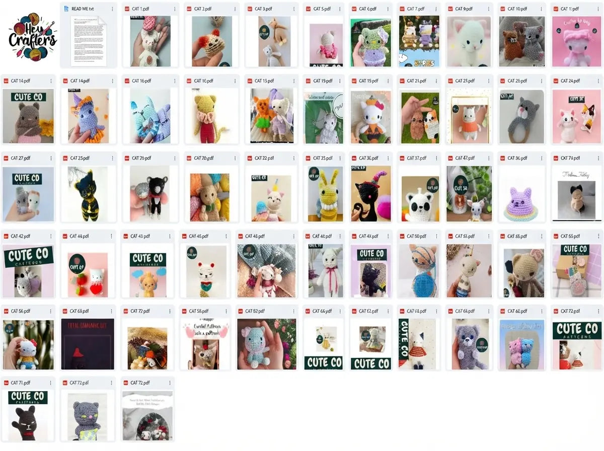 50+ Cats Amigurumi Crochet Pattern Bundle: Step-by-Step PDF Guides