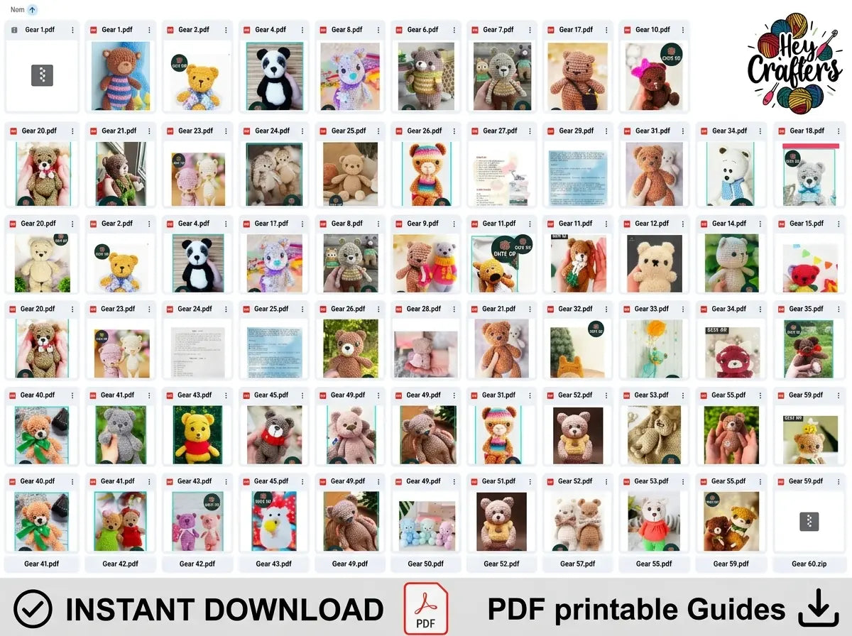 60+ Bear Amigurumi Patterns Bundle: Step-by-Step Crochet PDFs
