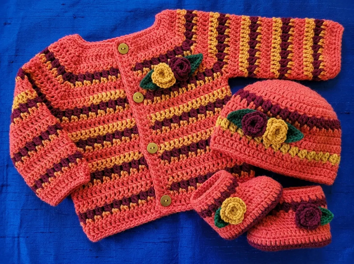 Baby Clothes Green Crochet Pattern: Set Size 3 - 6 Months PDF