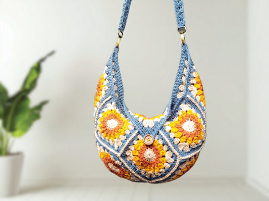 Boho Granny Square Bag: Step-by-Step Slouchy Hobo PDF