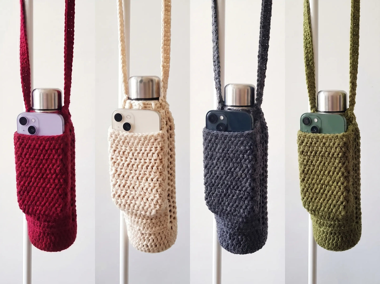 Bottle Holder with Phone Pocket Crochet Pattern: Step-by-Step PDF