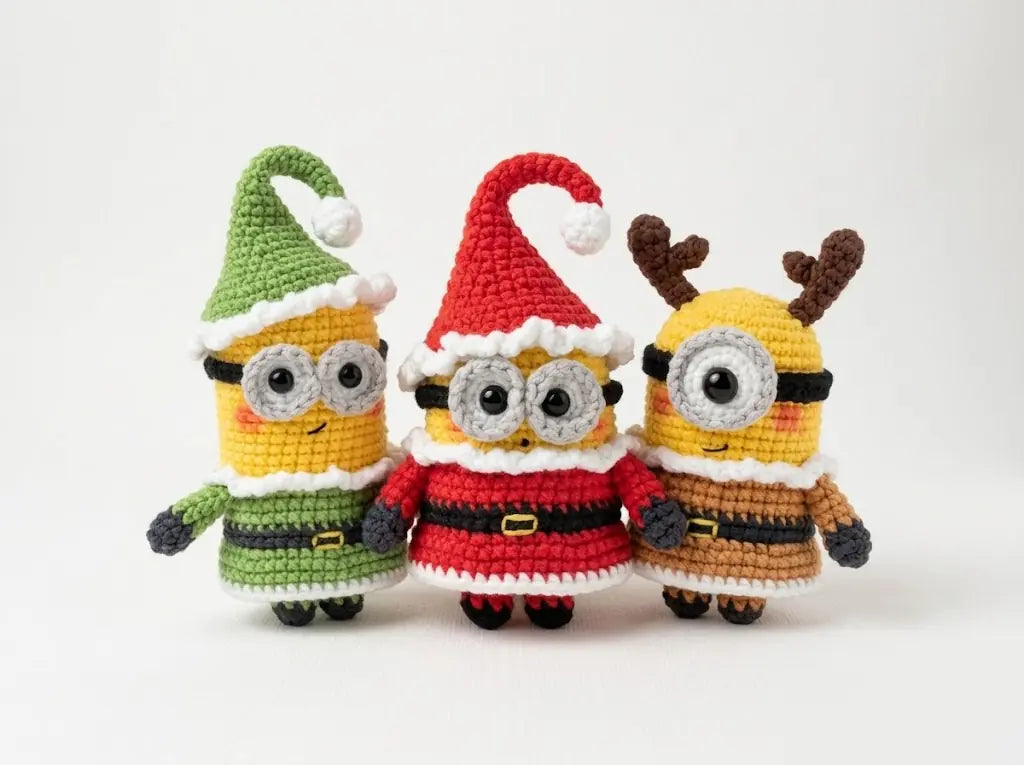 Christmas Minions Crochet Pattern: Holiday Trio Amigurumi PDF