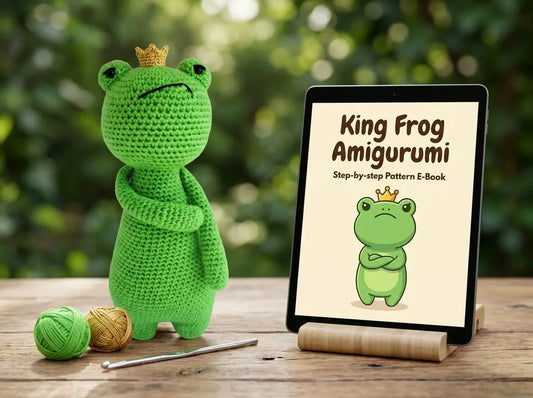 King Frog Amigurumi Crochet Pattern - HeyCrafters Digital Download