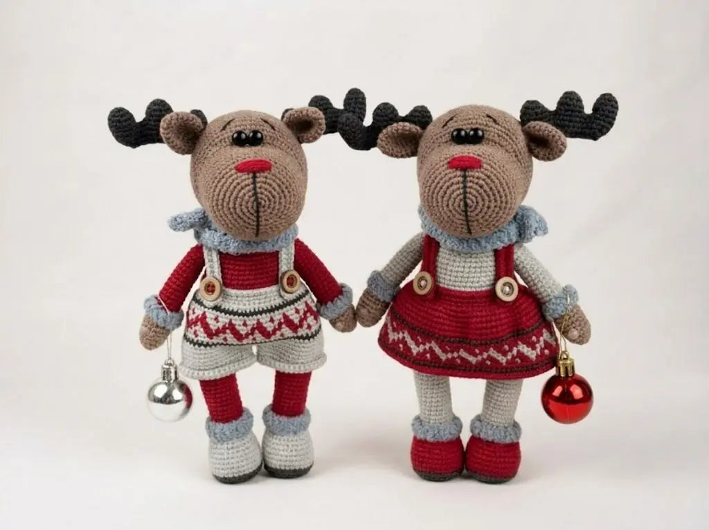 Reindeer Duo Crochet Pattern: Standing Holiday Amigurumi PDF