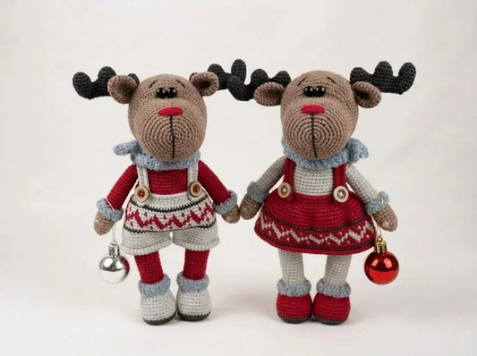 Reindeer Duo Crochet Pattern: Standing Holiday Amigurumi PDF