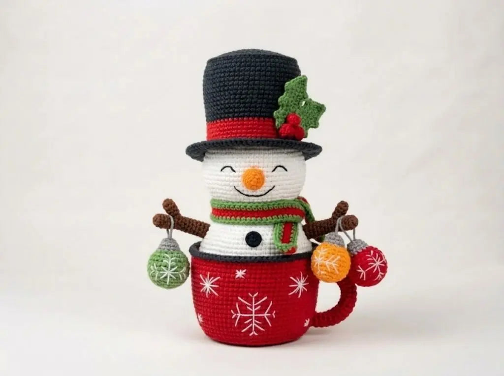 Snowman Mug Crochet Pattern: Amigurumi Cup PDF Guide