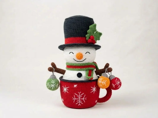 Snowman Mug Crochet Pattern: Amigurumi Cup PDF Guide