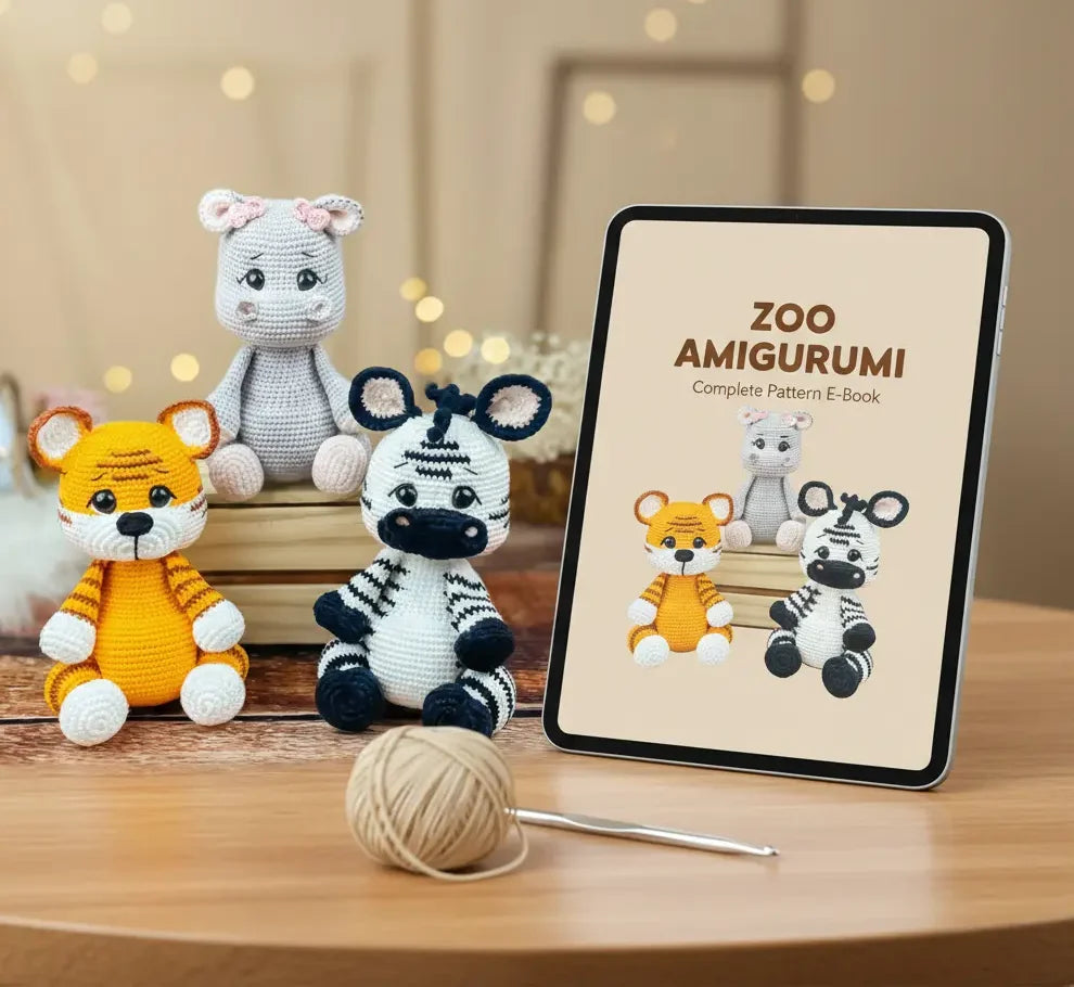 Amigurumi Zoo Crochet Patterns  5 Safari Animals - HeyCrafters Digital Download