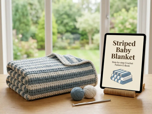 Striped Baby Blanket Pattern: Step-by-Step Crochet PDF